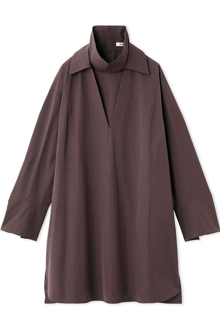 Donna Karan ベルト付きカウルネックワンピース FRAY I.D - カウルネック付きシャツワンピース (ブラウン