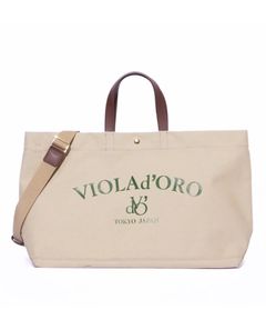 BIANCA  キャンバスバッグ (BEIGE(GREEN))コットン / スナップボタン / ショルダーストラップ(調節可) / PVC加工 / V-2316