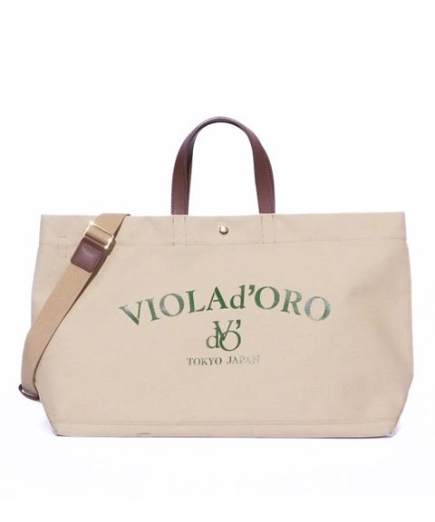 BIANCA  キャンバスバッグ (BEIGE(GREEN))コットン / スナップボタン / ショルダーストラップ(調節可) / PVC加工 / V-2316