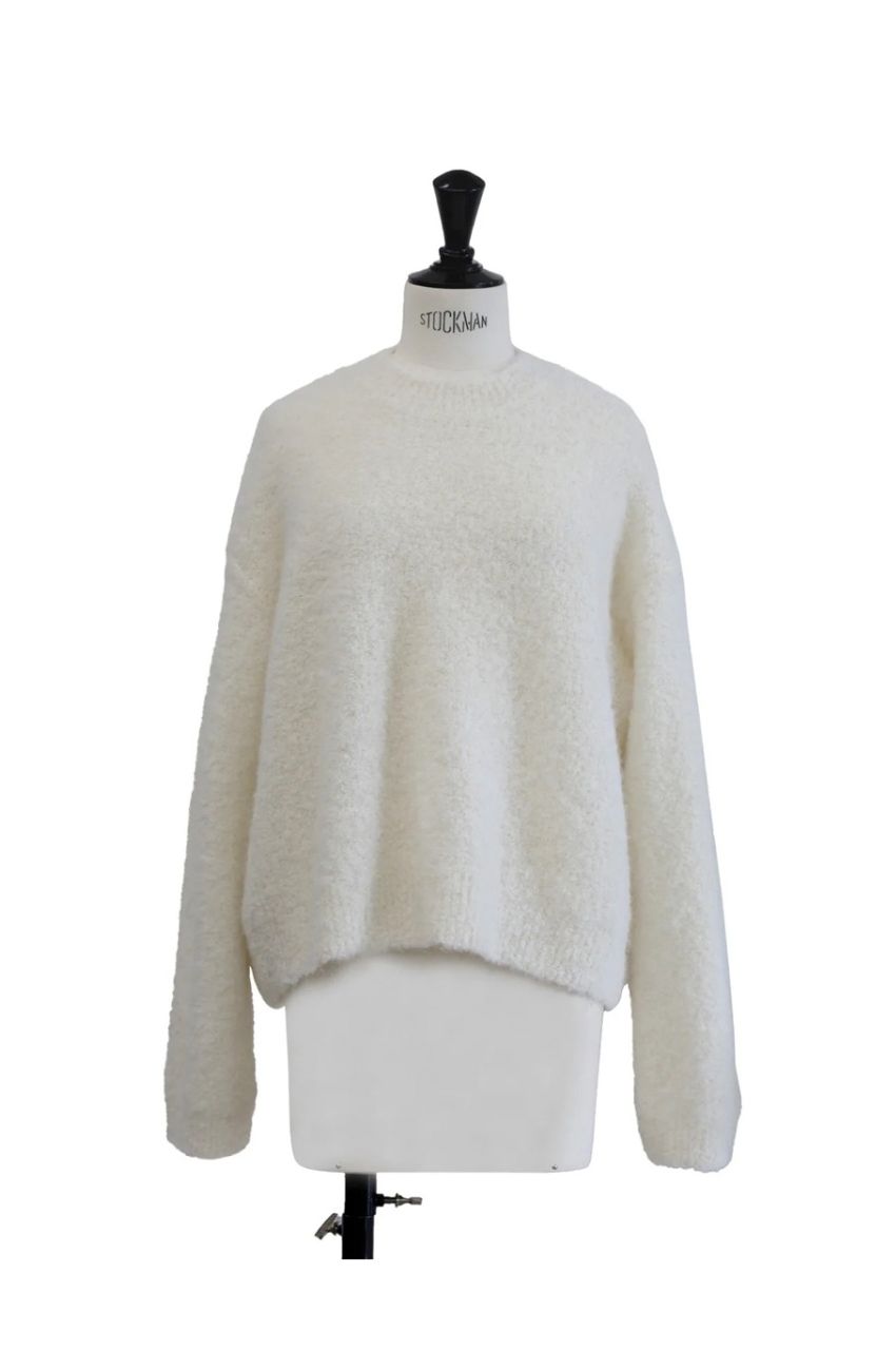 Alpaca loop loose pullover (WHITE) アルパカ / クルーネック / 軽量 / 静電気防止加工 / CT24320