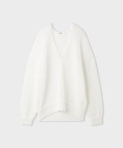 リネンタッチイージーVネックニット(ホワイト) ポリエステル / ウォッシャブル / 手洗い可 / MWNT262038