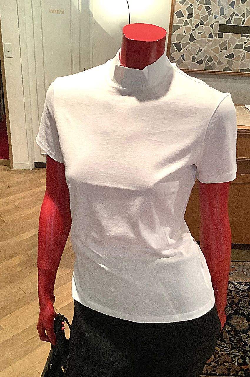 ハイネックTシャツ (ホワイト) コットン 100% /  オーガニックコットン / ウォッシャブル