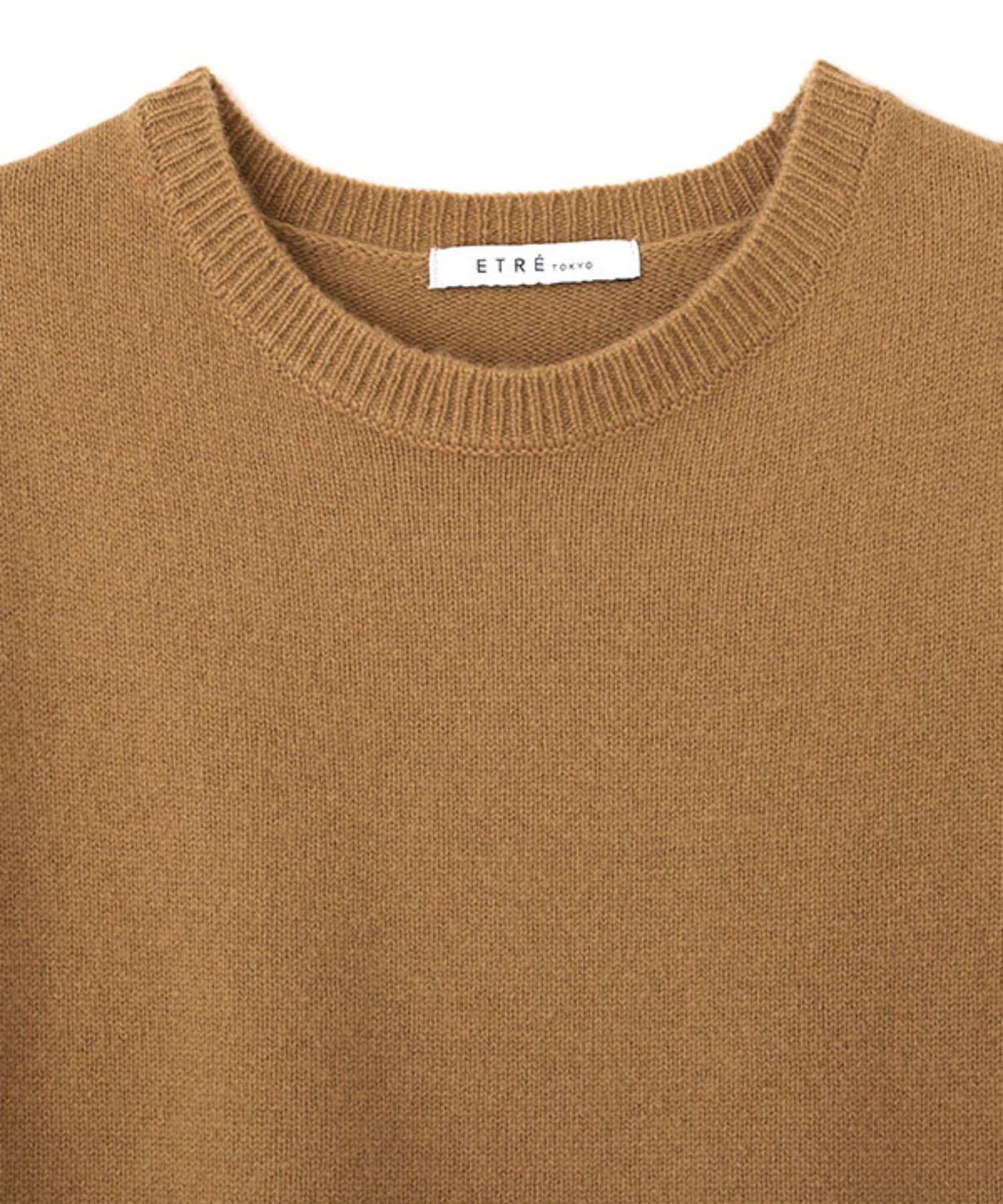 ウールカシミヤスリーブレスニットプルオーバー (CAMEL) 毛 / クルーネック / 柔らかい / 手洗可 / 1226111009