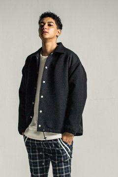 quilting coach jk (BLACK) ポリエステル / キルティングジャガード / 裏エコファー / ドロップショルダー /  RC34-JK-005