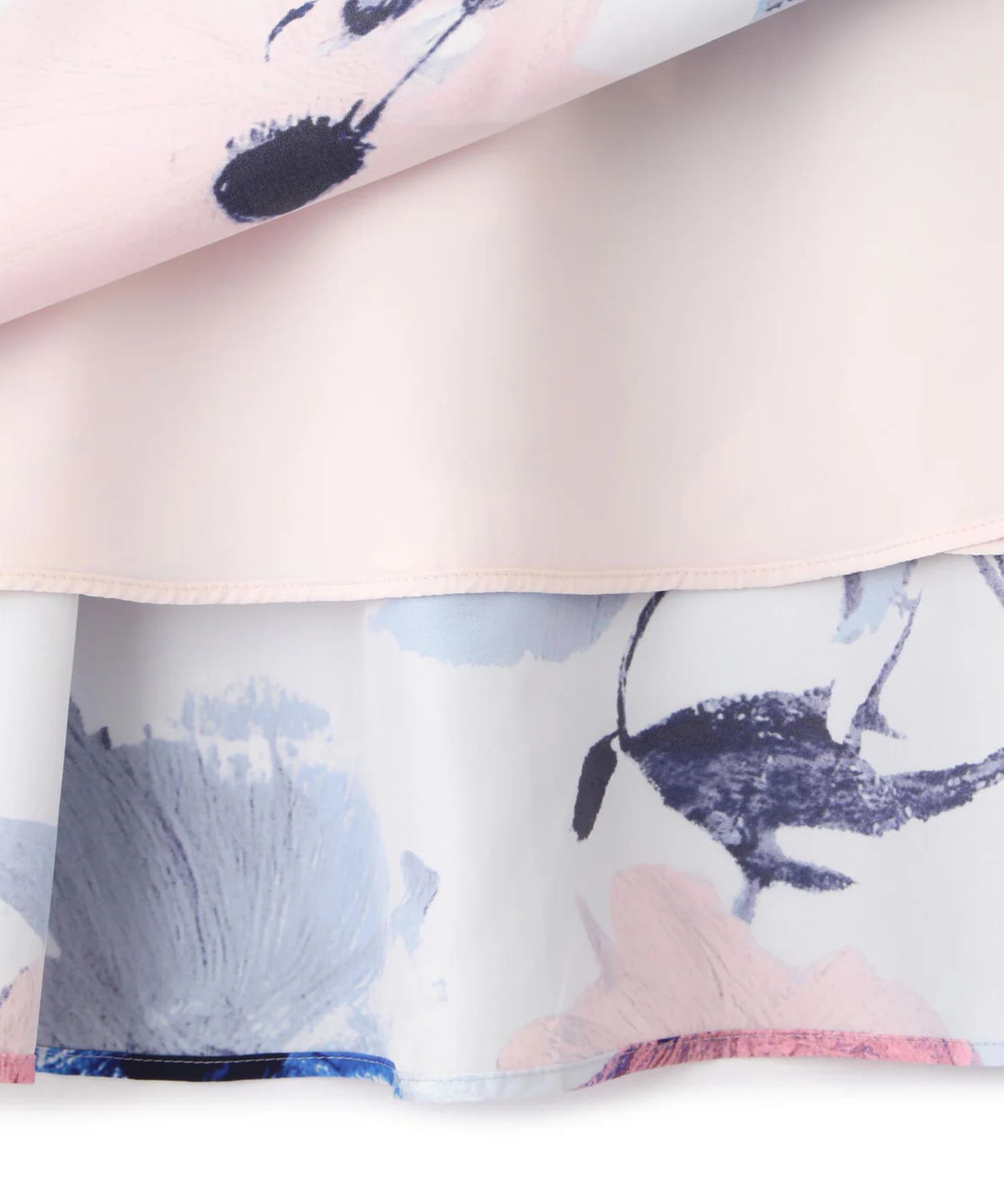 フラワープリントタフタフレアースカート(ブルー系)ポリエステル / ストレッチ無し / 裏地あり / くるぶしくらいの丈 / 脇ファスナーあき / 0316120120