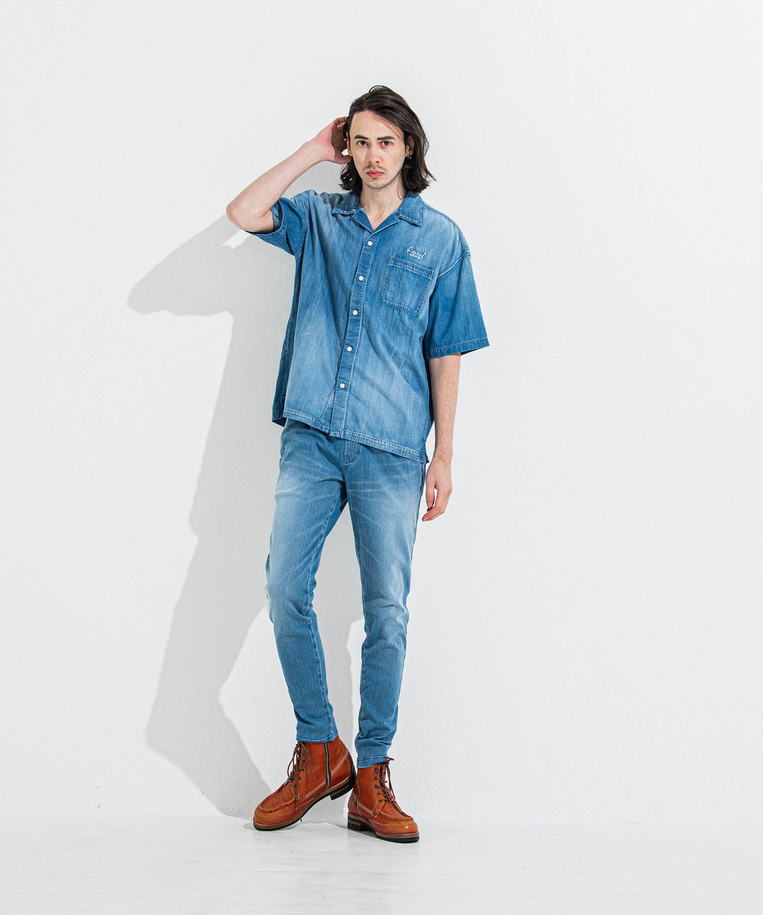 DENIM JERSEY CHRIS EASY TUCK PT (ライトインディゴ) コットン / ワンタック / スラッシュサイドポケット / 柔らかい / RC36-ST-016TD-3