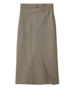 アシメストレートスカート ( BEG ) 綿 / 裏地有り / スリット/ へリーンボーン / 09WFS255016