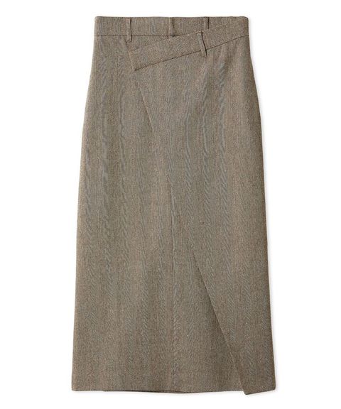 アシメストレートスカート ( BEG ) 綿 / 裏地有り / スリット/ へリーンボーン / 09WFS255016