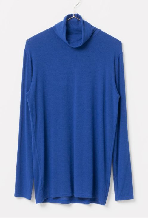 Soft turtleneck pullover (ブルー)レーヨン / 柔らかい / 手洗い可 / 薄手 / FK242-70210