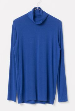 Soft turtleneck pullover (ブルー)レーヨン / 柔らかい / 手洗い可 / 薄手 / FK242-70210