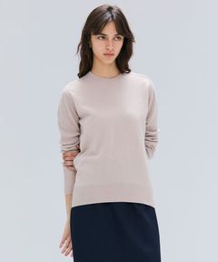 POMPE / ウールカシミヤ配色ラインクルーネックニット (Taupe×Bordeaux ) ウール / 手洗可 / カシミア混 / KRCWGW0400