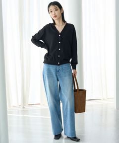 撥水 ルーズワイドデニム( ウォッシュブルー ) 綿  / 撥水 / ストレッチ / 軽量 / マシンウォッシャブル / PRUMGW0204