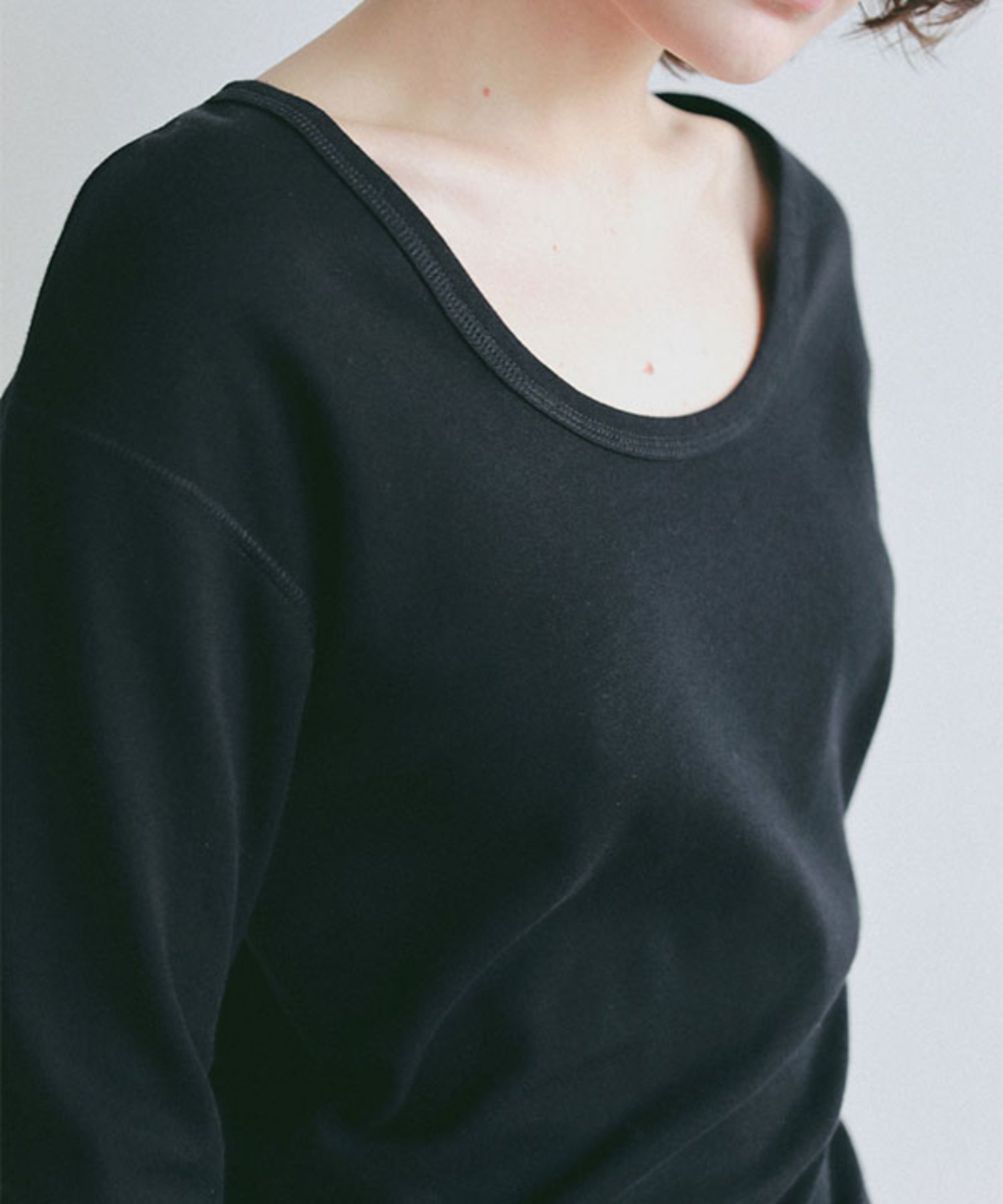 オーガニックコットンUネックロンTee(ブラック) 綿 / ウォッシャブル / 手洗い可 / 1226112042