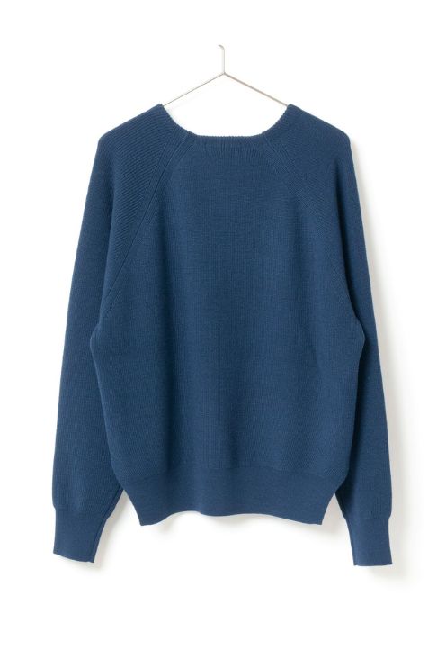 Boat neck knit pullover (ネイビーブルー) ウール /  クロップド丈 / 手洗い可 /  サイドスリット/ FN242-05402