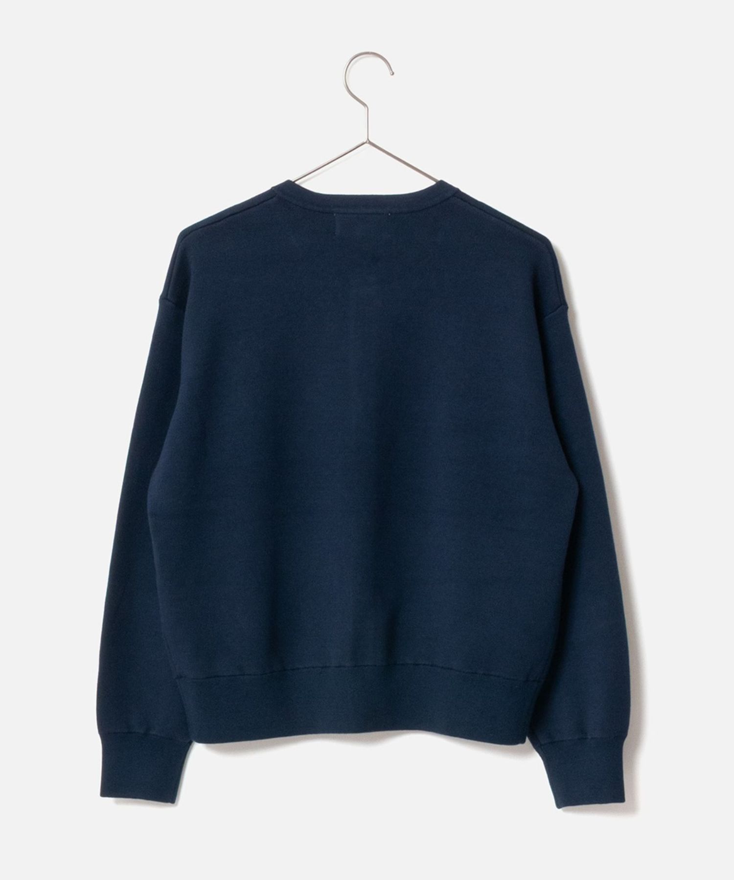 Crew Neck Knit Cardigan ( ネイビーブルー) 綿  / 柔らかい / ワッペン / 手洗可 / WN262-36481