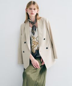 ウォッシャブルドライサップジャケット(シャンブレーベージュ) ポリエステル / ボクシーシルエット / JKUVLM0400