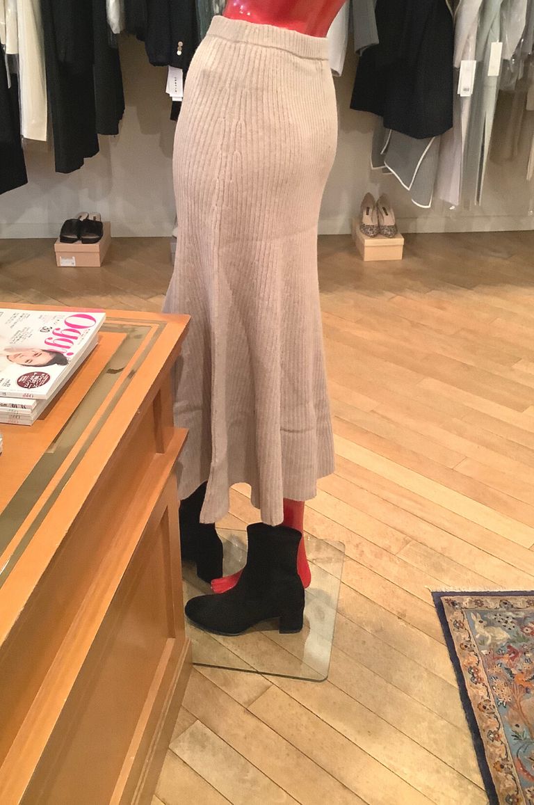 WOOL SABLE CASHMERE MERMAID MIDI SKIRT / ウールセーブルカシミヤ マーメイドミディスカート - 36 - ベージュ