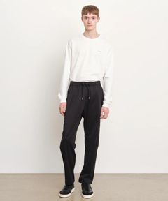 MENTORE メントーレ パンツ(ブラック) ポリエステル /テーパードシルエット / ウエストドローコード/ ロゴプリント / MCKZ0350103588