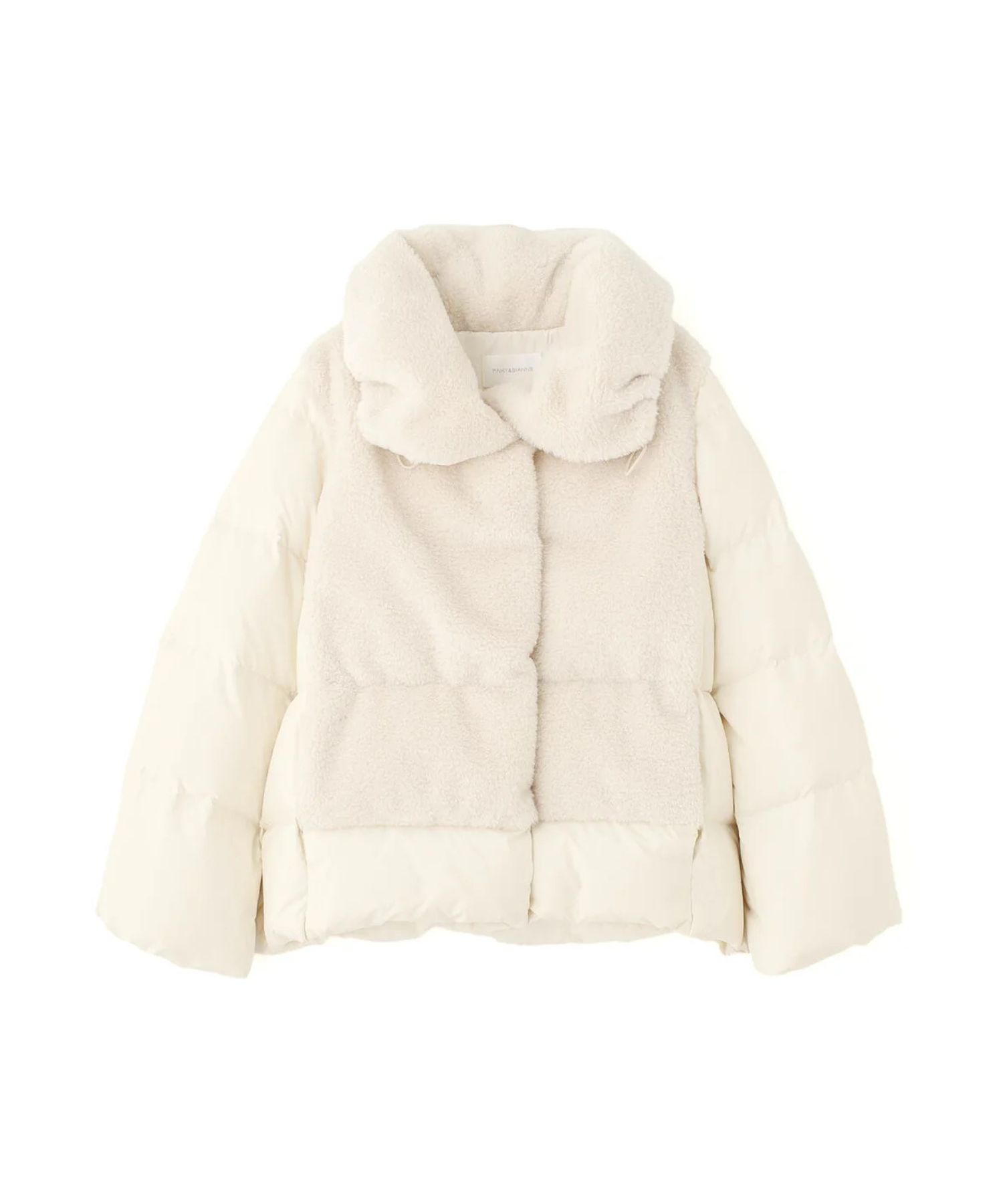 ファーコンビビックカラーミドルダウンコート(エクリュ)ナイロン / 前ドット釦あき / 裏地付き / ポケット×2 / 0315252102