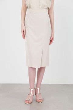ラップタイトスカート（ベージュ）ポリエステル / ストレッチ / 後ろファスナー開き / セットアップ / ウォッシャブル / 日本製