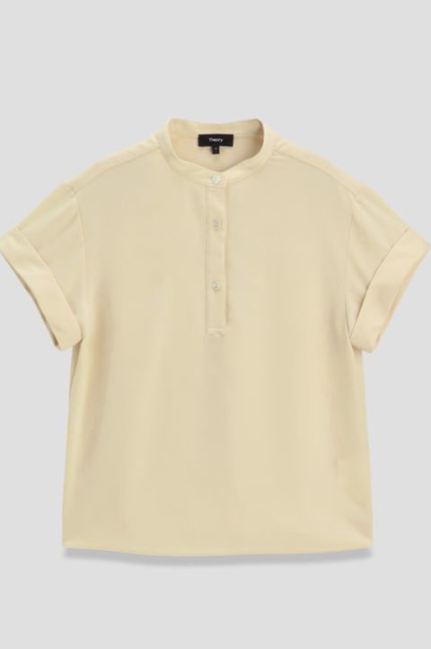 品揃え豊富で Theory 24SS ベージュ系 メッシュ編みポロニット 定価3.9万 トップス
