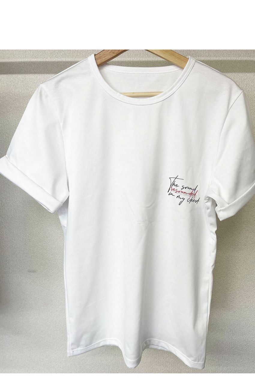 Message chest ROLL UP jersey TEE WHITE /メッセージロゴ レギュラーフィット ロールアップカットソー