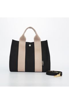 GINO / V-2217 / Black × Taupe / マイクロファイバースエードトートバッグ / Mサイズ / ジーノ（ブラック / トープ）ナイロン / ポリウレタン / 2WAY / ショルダーストラップ付き / スナップボタン開閉【正規販売店】