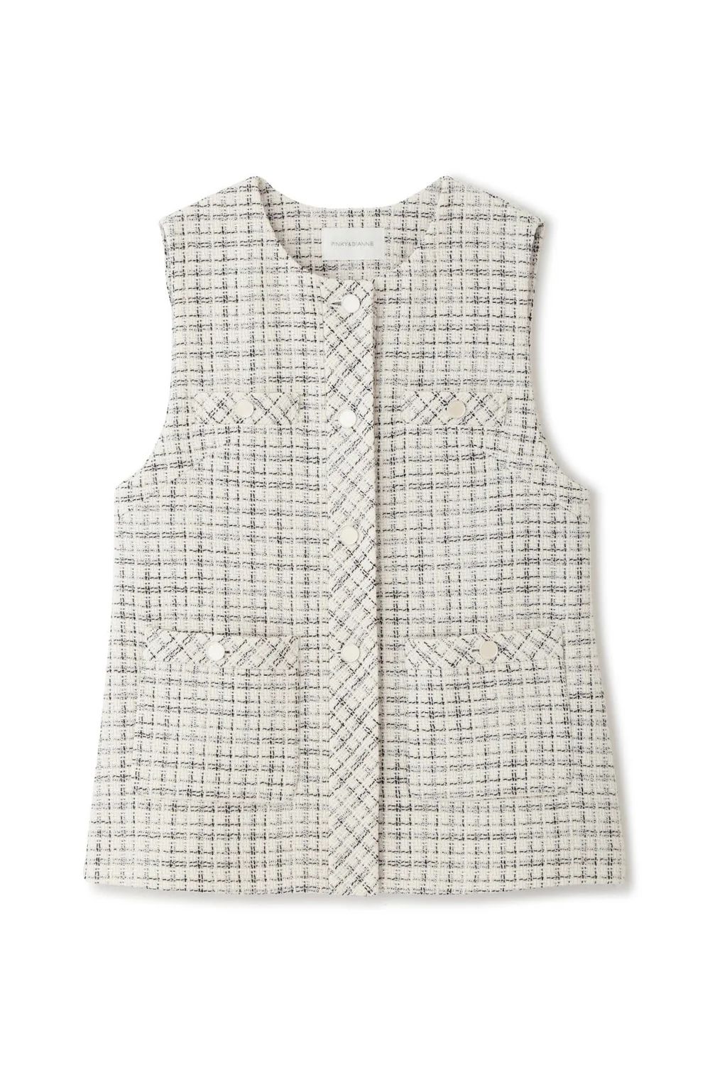 ツイードジレ (ホワイト) / 綿 / ポリエステル / ボタン / 0315150205