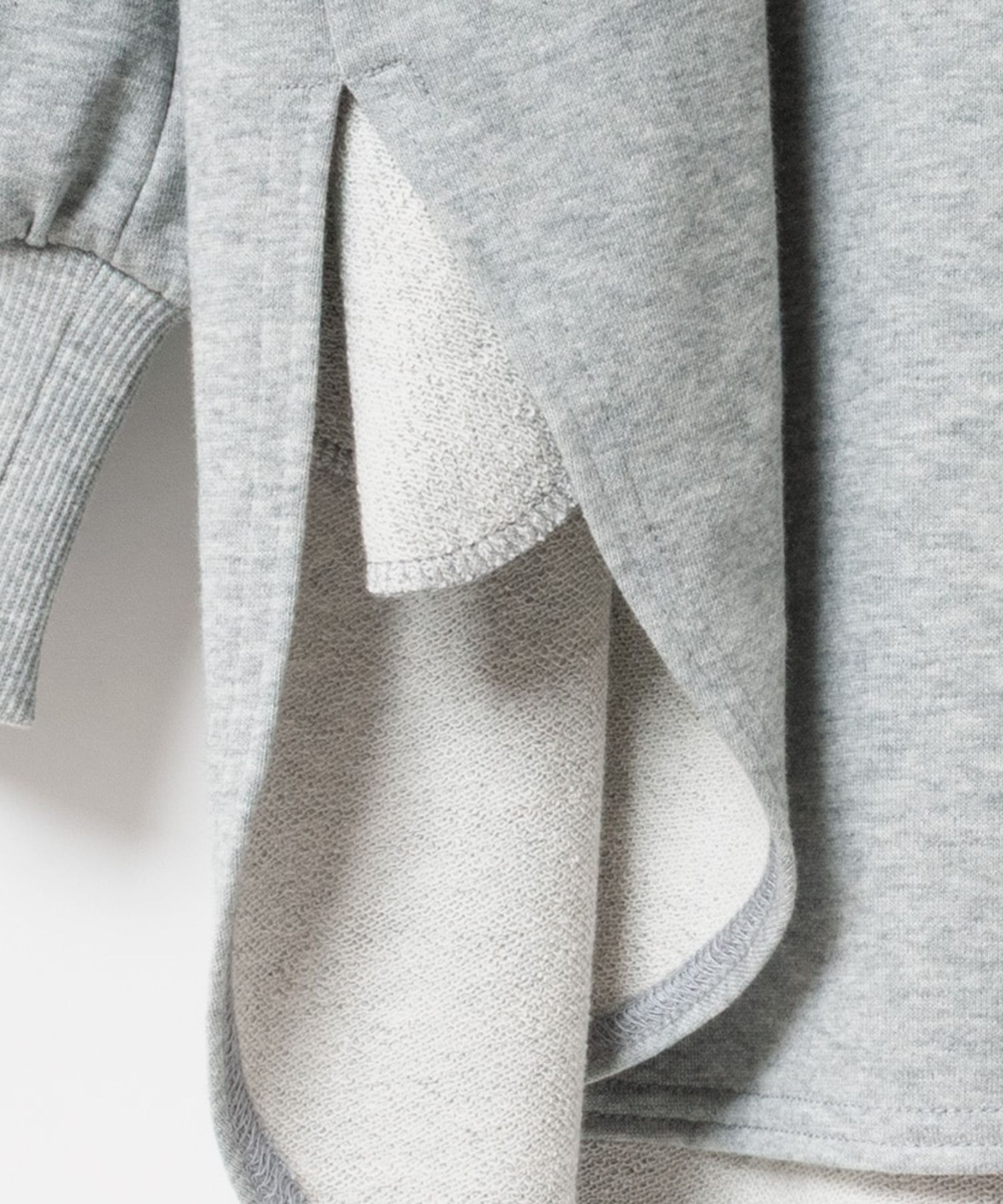 High Neck Long Pullover ( グレー ) 綿 / サイドポケット /サイドスリット / FK252-31223