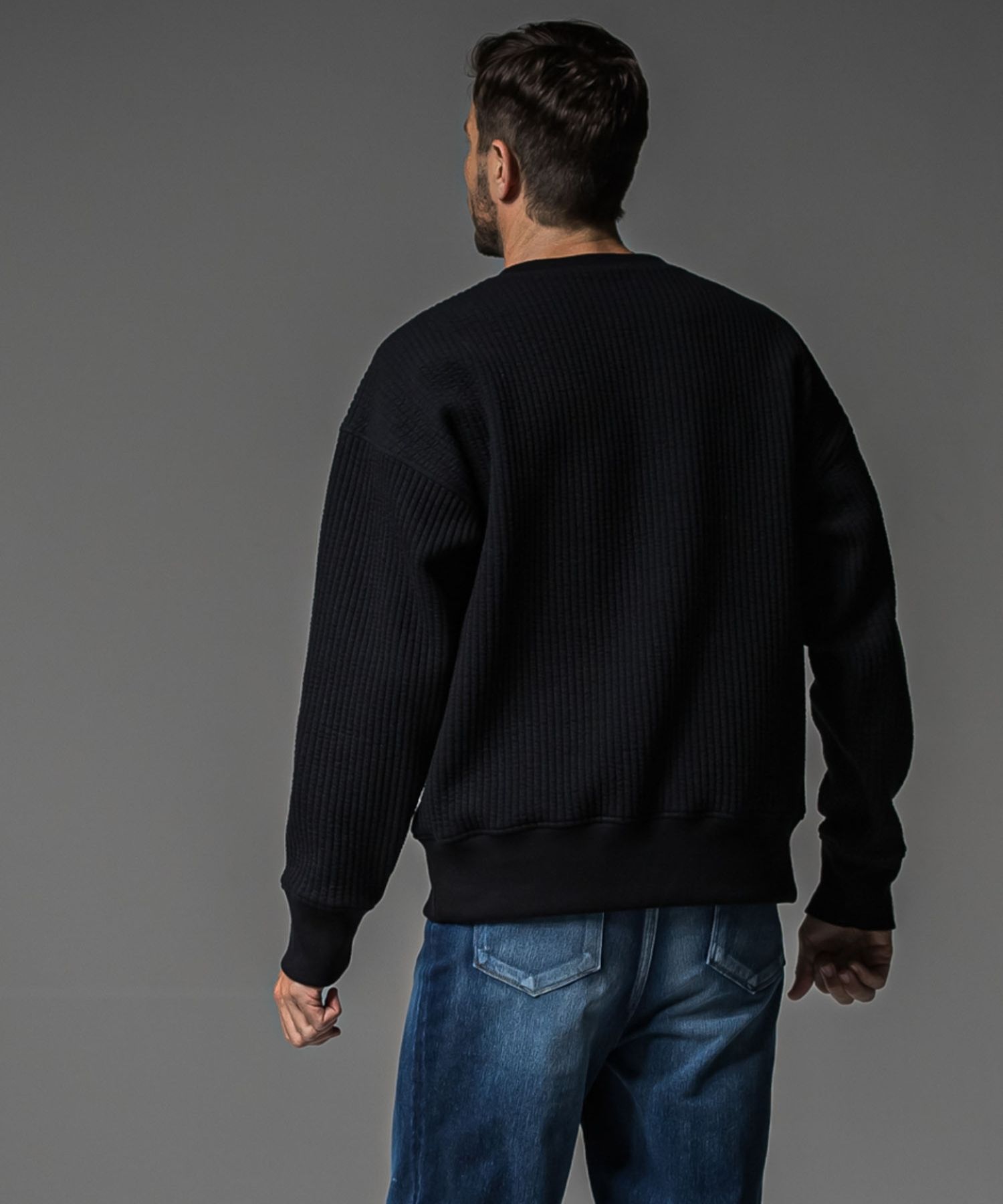 Stripe quilting drop trainer (BLACK) コットン /   ストレッチスウェット / 胸ポケットサテン / キルティング / RC37-C-003