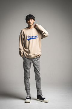 BBROGO VELOURS FLEECE DROP TRAINER  / ベースボールロゴ裏起毛ルーズトレーナー