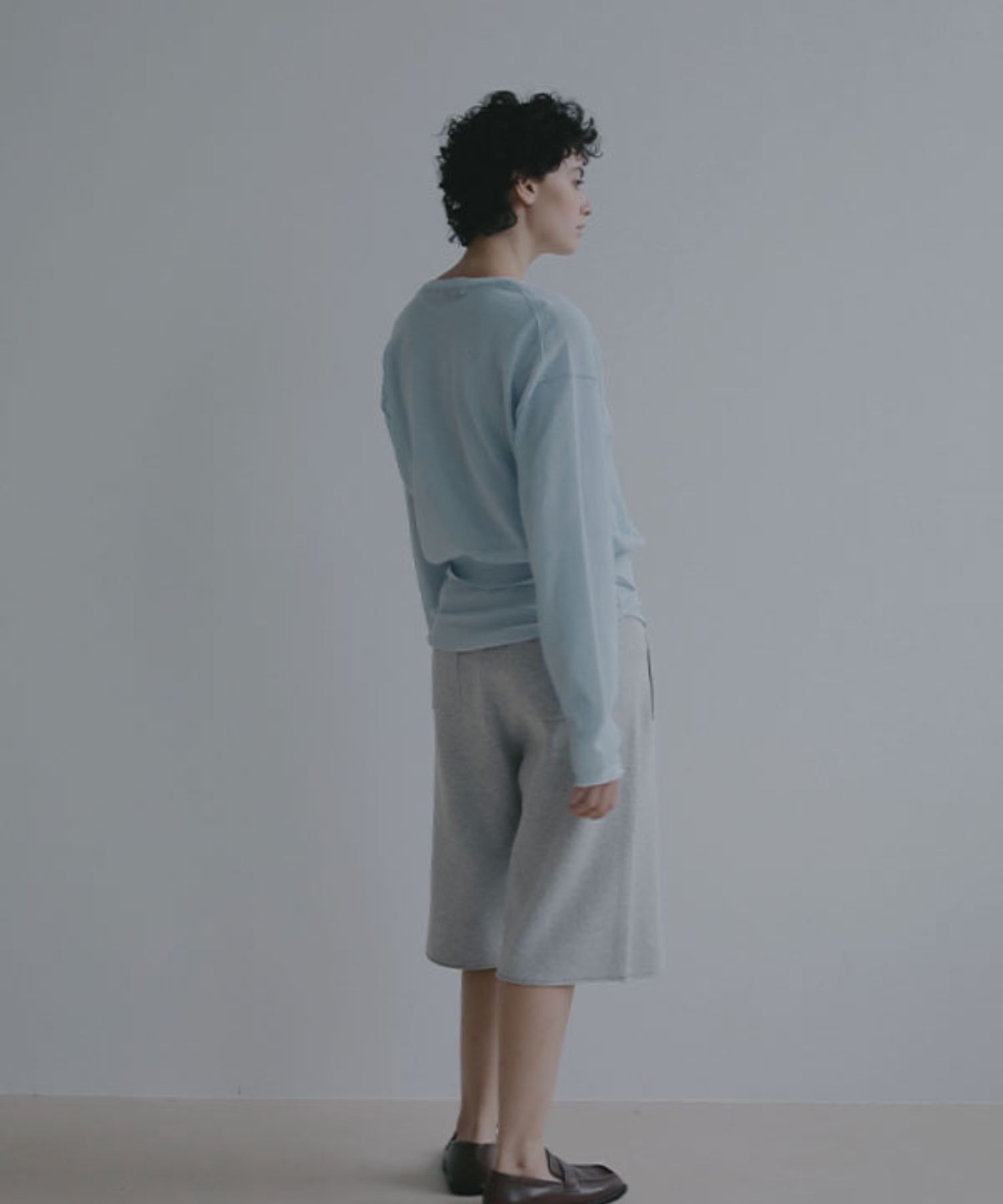 ヘンリーネックシアーニットプルオーバー(ライトブルー) 綿 / ウォッシャブル / 手洗い可 / シアー素材 / 1226211066