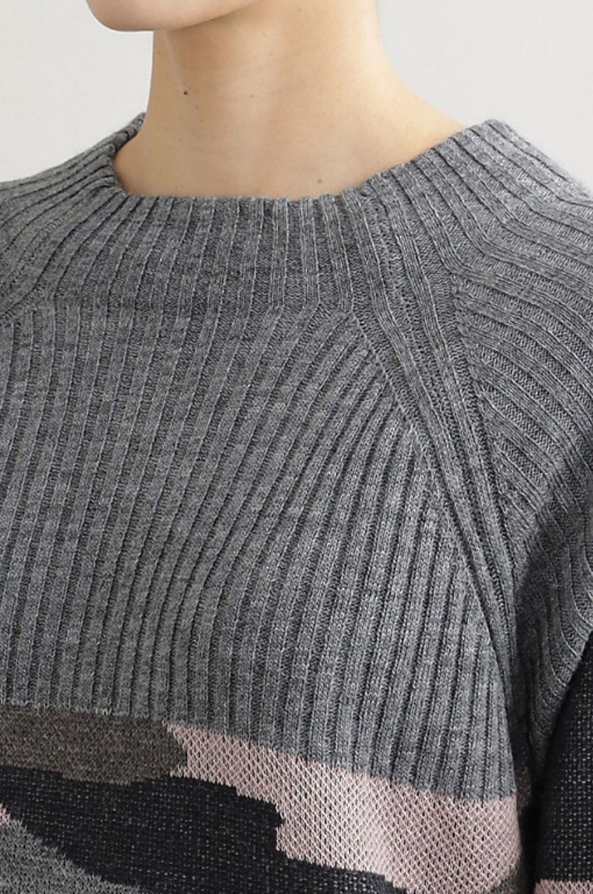 CAMOUFLAGE JACQUARD KNIT TUNIC / カモフラジャカードニットチュニック