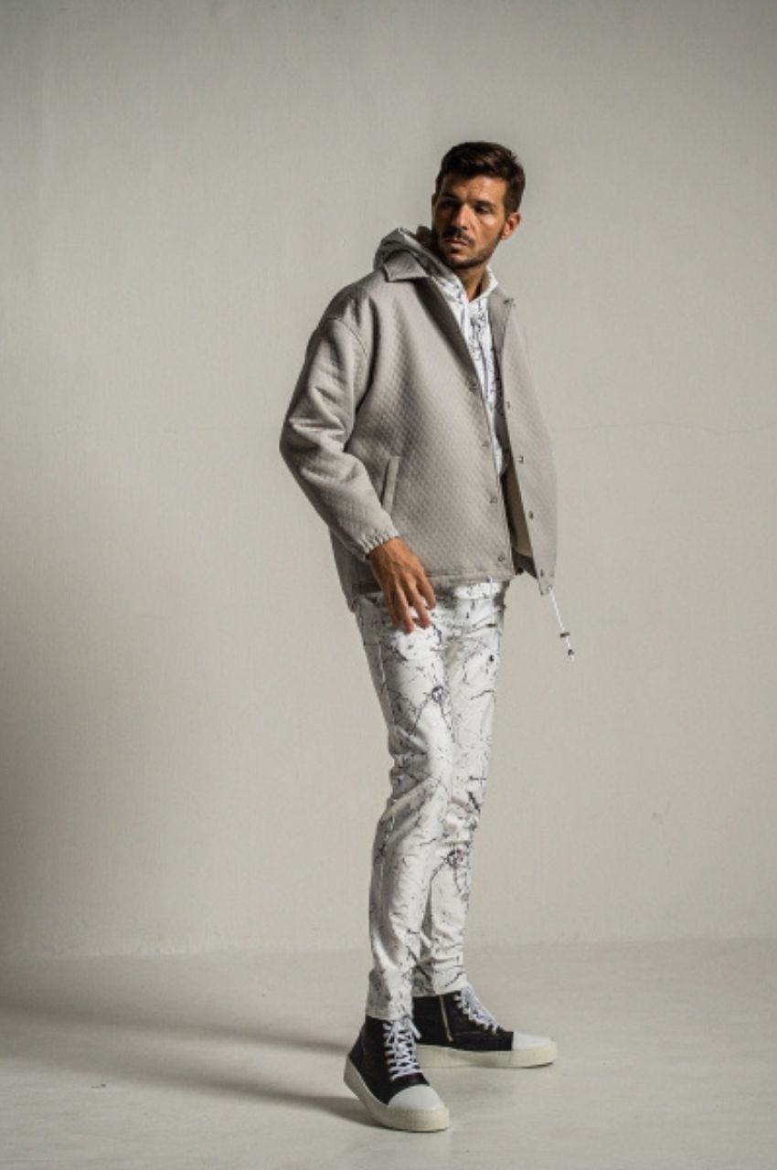 quilting coach jk (GREY) ポリエステル / キルティングジャガード / 裏エコファー / ドロップショルダー /  RC34-JK-005