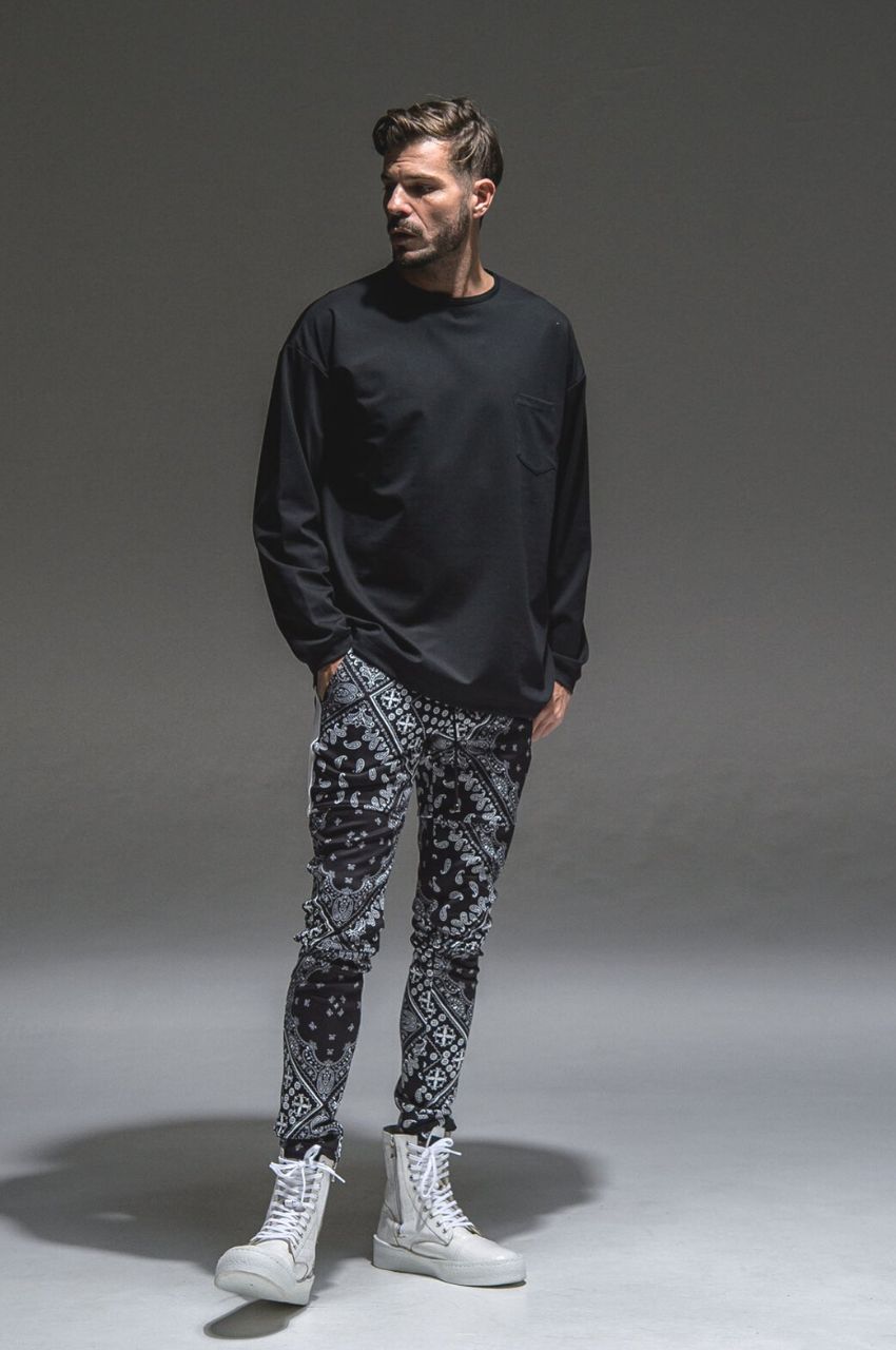 Double LOOSE pocket LONG TEE WHITE / シルキータッチ ロングスリーブルーズTシャツ