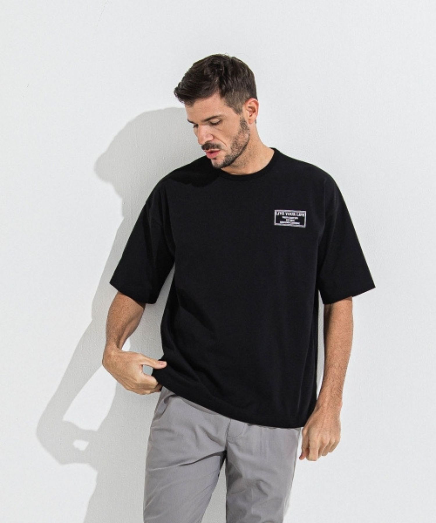 CREW OVER TEE (ブラック) コットン / UVカット / 透湿性/ クルーロゴ / RC36-T-007