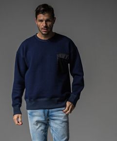 Stripe quilting drop trainer (NAVY) コットン /   ストレッチスウェット / 胸ポケットサテン / キルティング / RC37-C-003