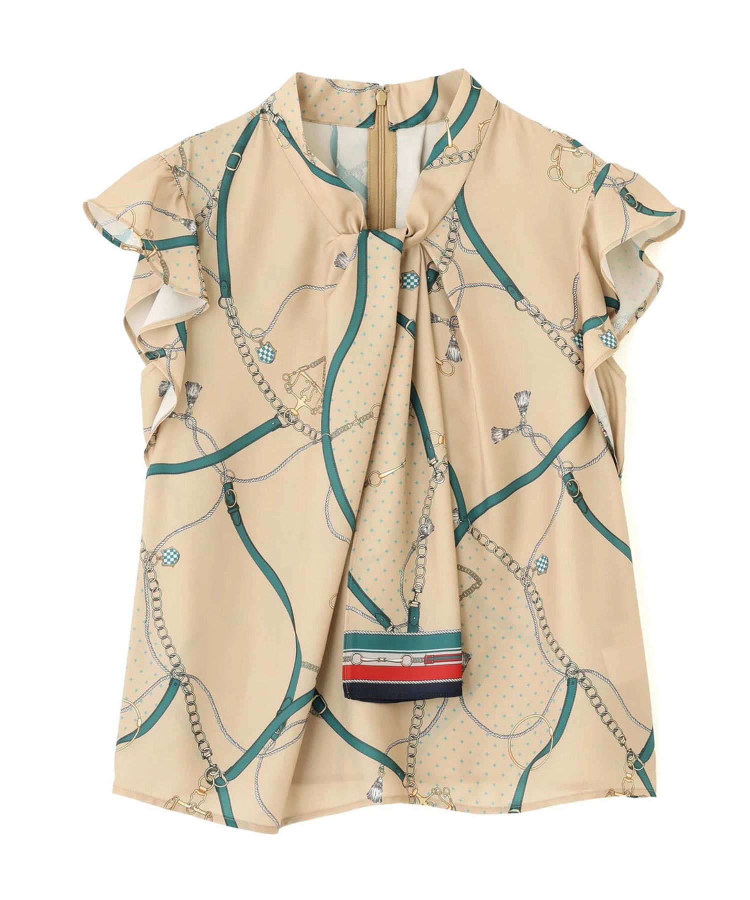 エクストリアンプリントブラウス(ベージュ系) ポリエステル / 裏地なし / 後ファスナーあき / 脇マチあり / 0316210800