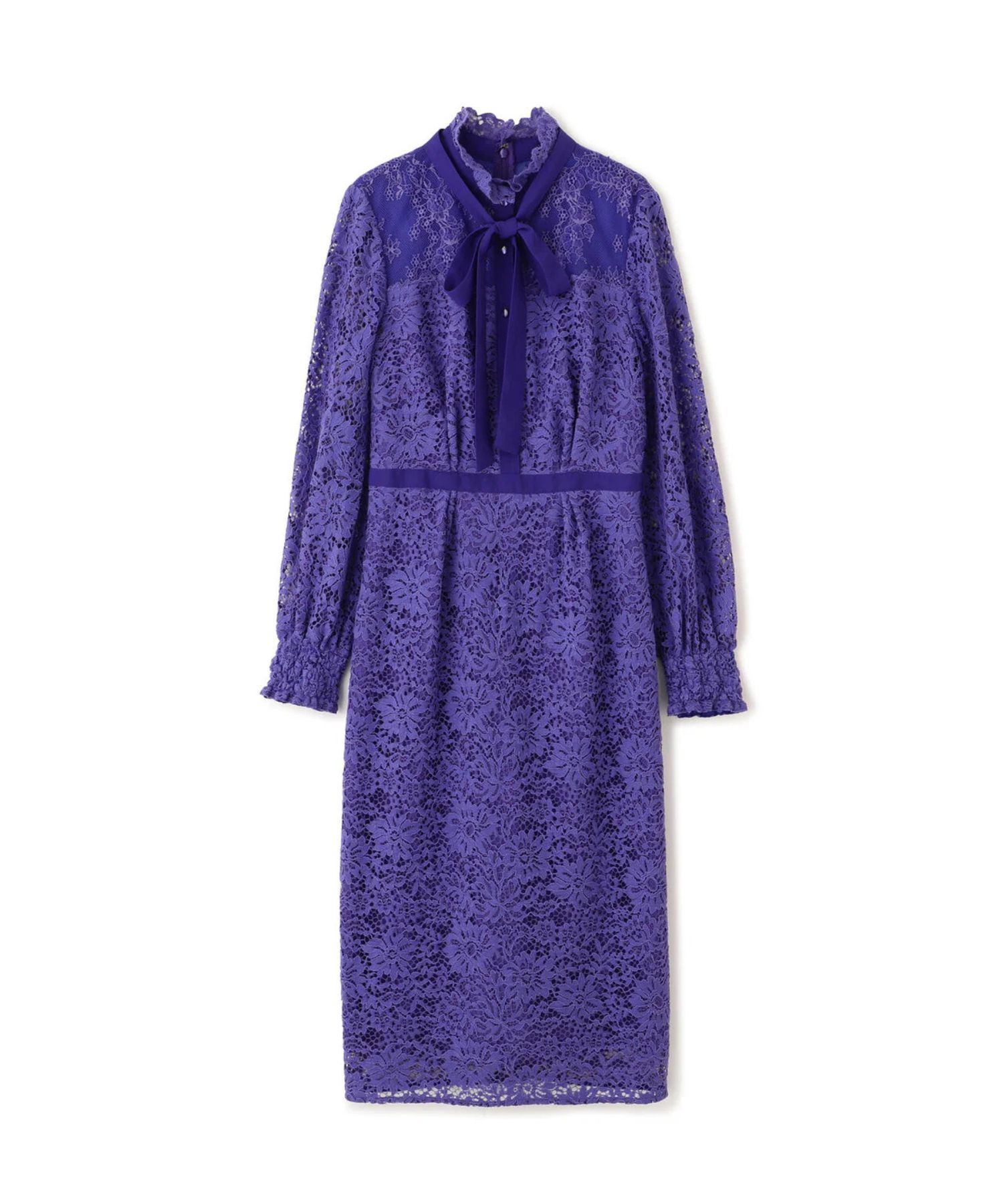 ［URBAN PRECIOUS］フローラルレースワンピース(ヴァイオレット)コットン / 裏地つき / 袖口シャーリング / 後ファスナーあき / 後にベンツあり / 0315240124