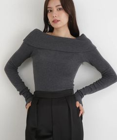オフショルダー2WAYニットプルオーバー(グレー)ポリエステル / ウォッシャブル / 手洗い可 / かぶって着用 / 裏なし / ストレッチあり/ 0315270114