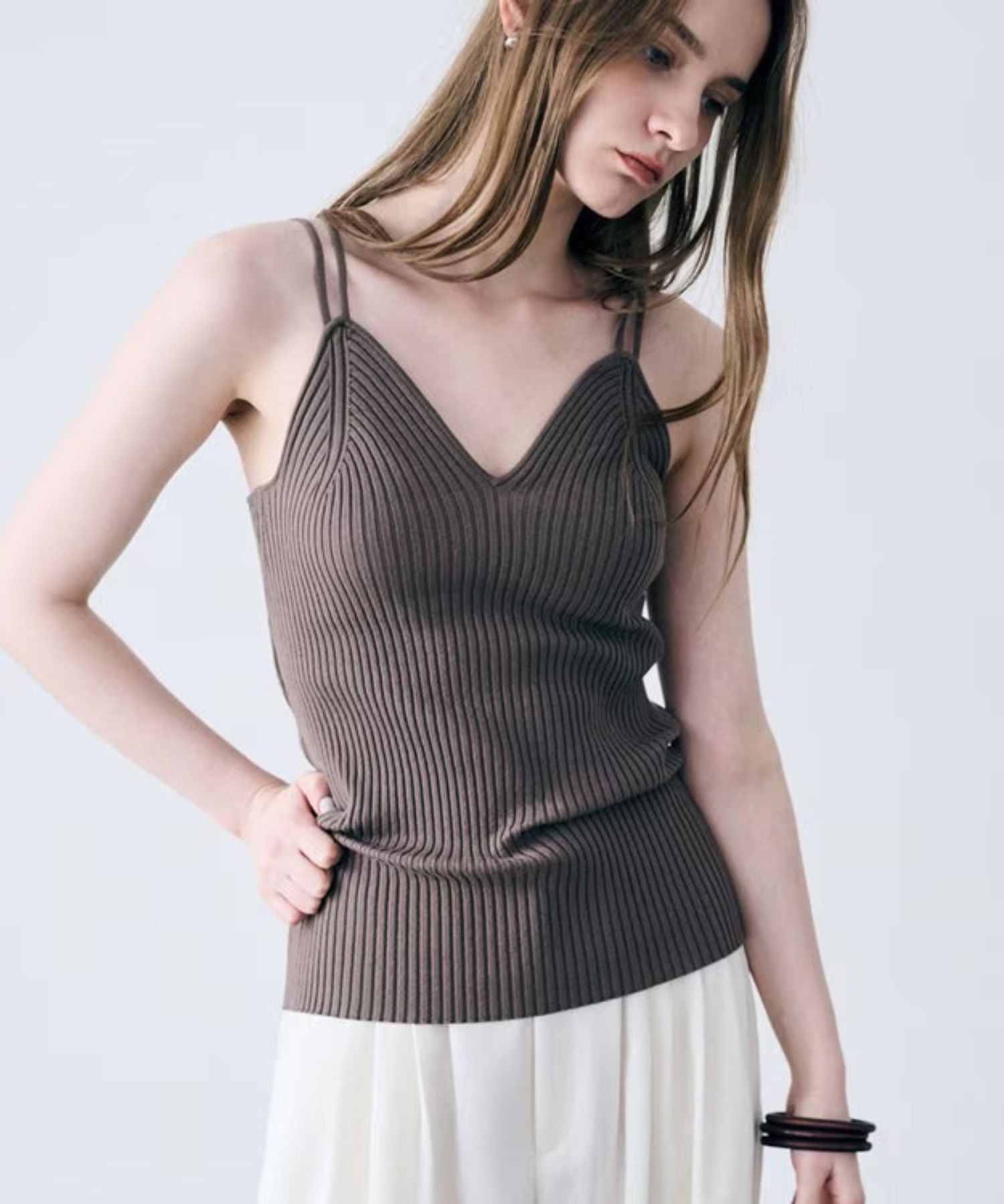 カップ付きキャミソール(トープ) レーヨン / ウォッシャブル / 肩紐2本 / KRUVLS0308