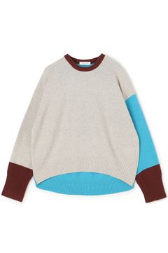 NZ LAMBS 9G クルーネックプルオーバー (ベージュ系) ウール / ドロップショルダー / やや 厚め / 透け感なし / 12-02-44-02205