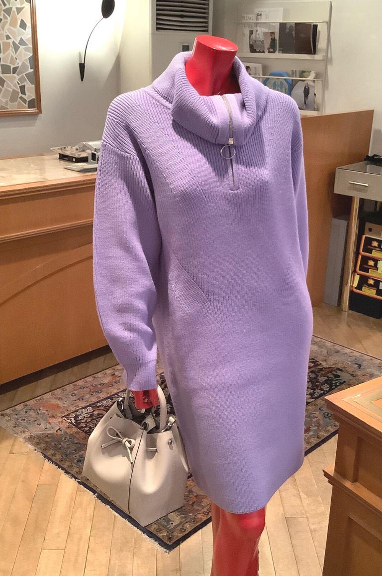 ZIP KNIT ONE PIECE / ジップニットワンピース - フリーサイズ - ラベンダー