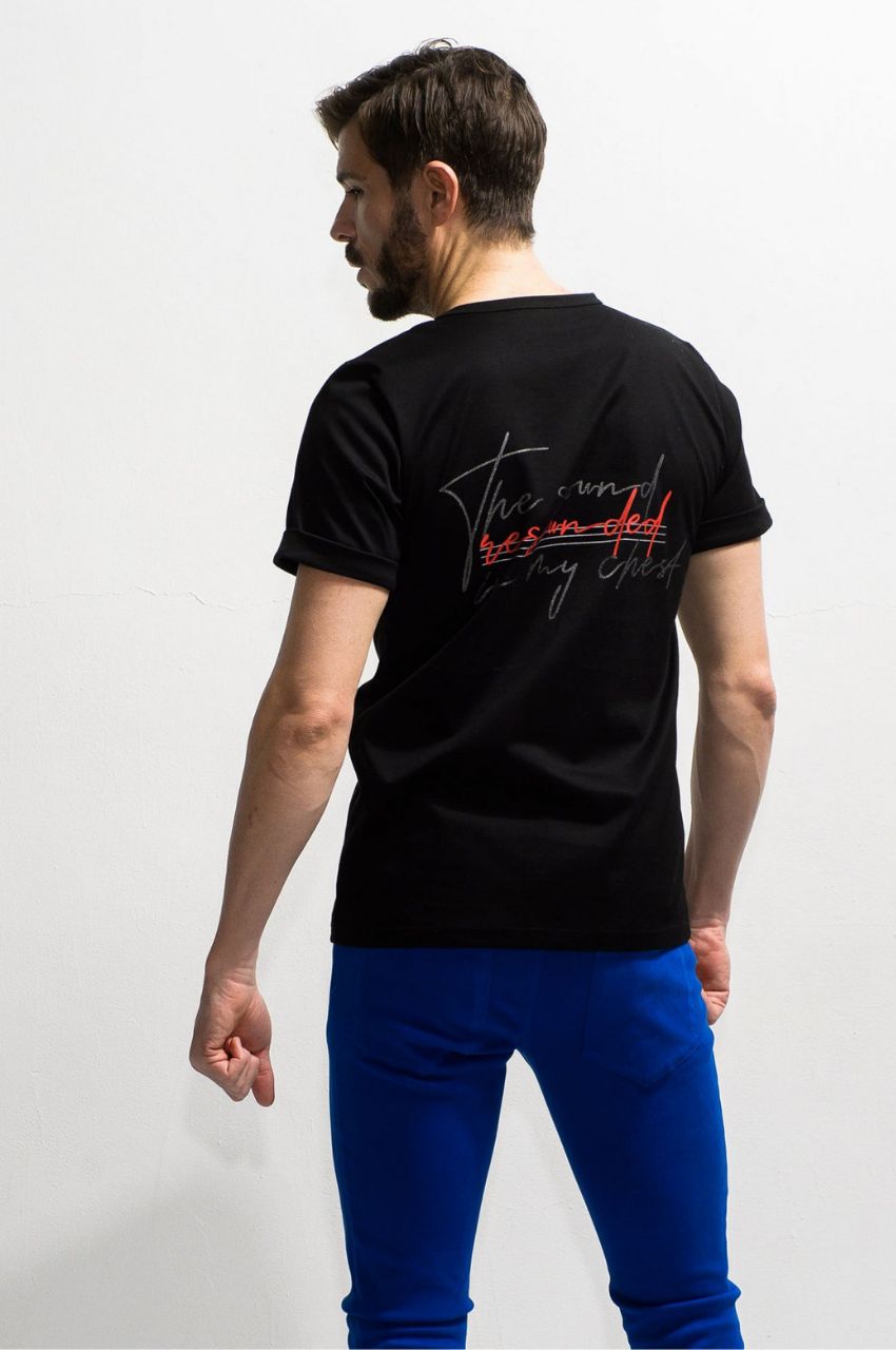 Message chest ROLL UP jersey TEE WHITE /メッセージロゴ レギュラーフィット ロールアップカットソー