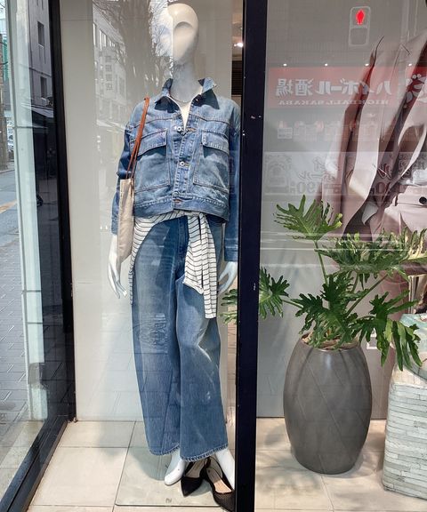 ミドルカットデニムジャケット(ブルー) 綿 / ウォッシャブル / 手洗い可 / MWFJ261028