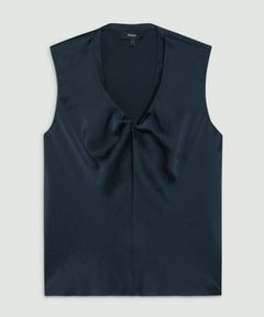 Crushed Satin R Twist Scoop Top(ノクターンネイビー) / ポリエステル / ウォッシャブル/ 01-5208207