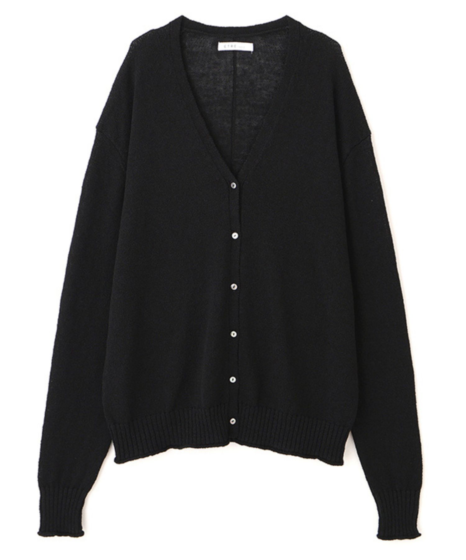 リリヤーンリネンVネックカーディガン(ブラック) 麻 / 深めVネック/ 小さめボタン / 1226204094