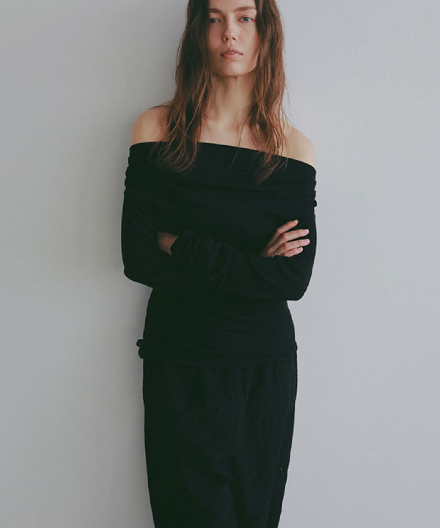 ワンショルダードレーププルオーバー(ブラック) 綿 / ウォッシャブル / 手洗い可 / 1226212079