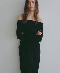 ワンショルダードレーププルオーバー(ブラック) 綿 / ウォッシャブル / 手洗い可 / 1226212079