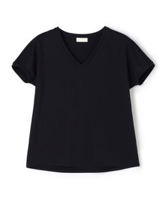 パーフェクトポンチ Vネックプルオーバー (ブラック) コットン / 透け感なし / 半袖 / 手洗い可 / 11-03-52-03304